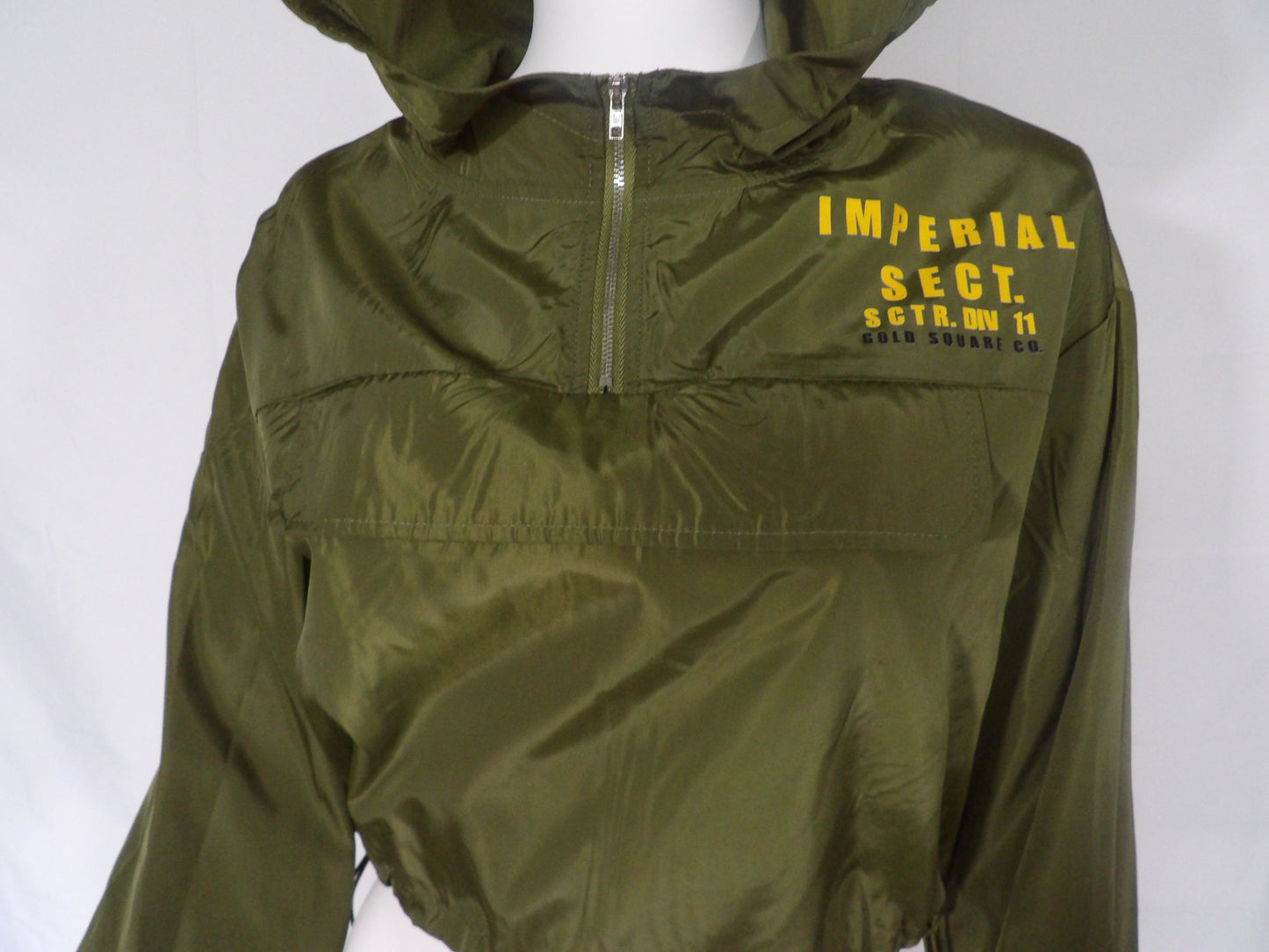 LOGO CROP GREEN HOOD JACKET