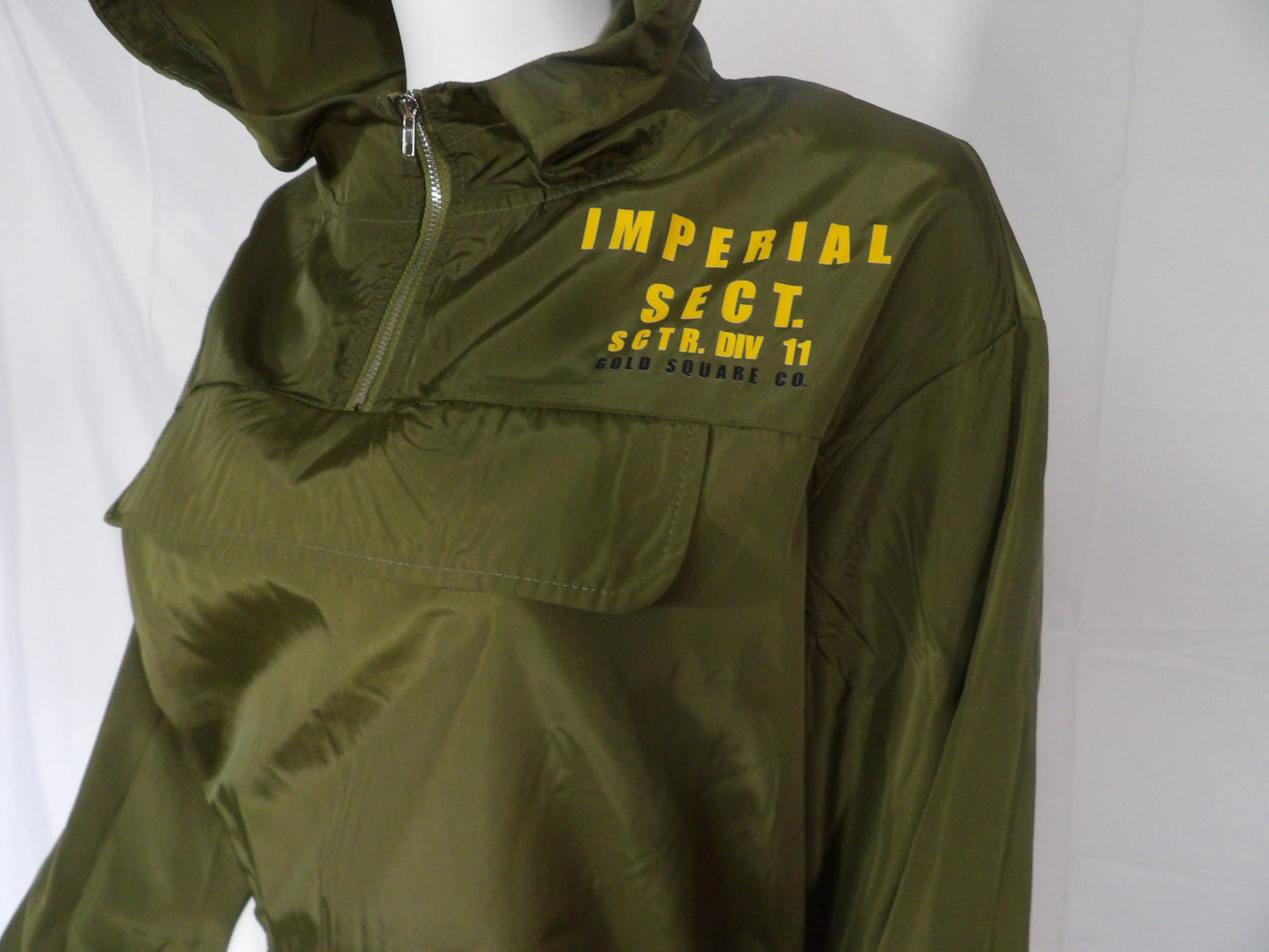 LOGO CROP GREEN HOOD JACKET