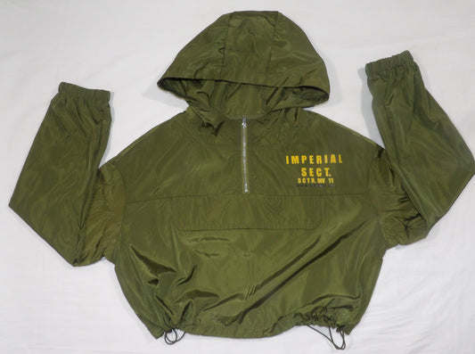 LOGO CROP GREEN HOOD JACKET