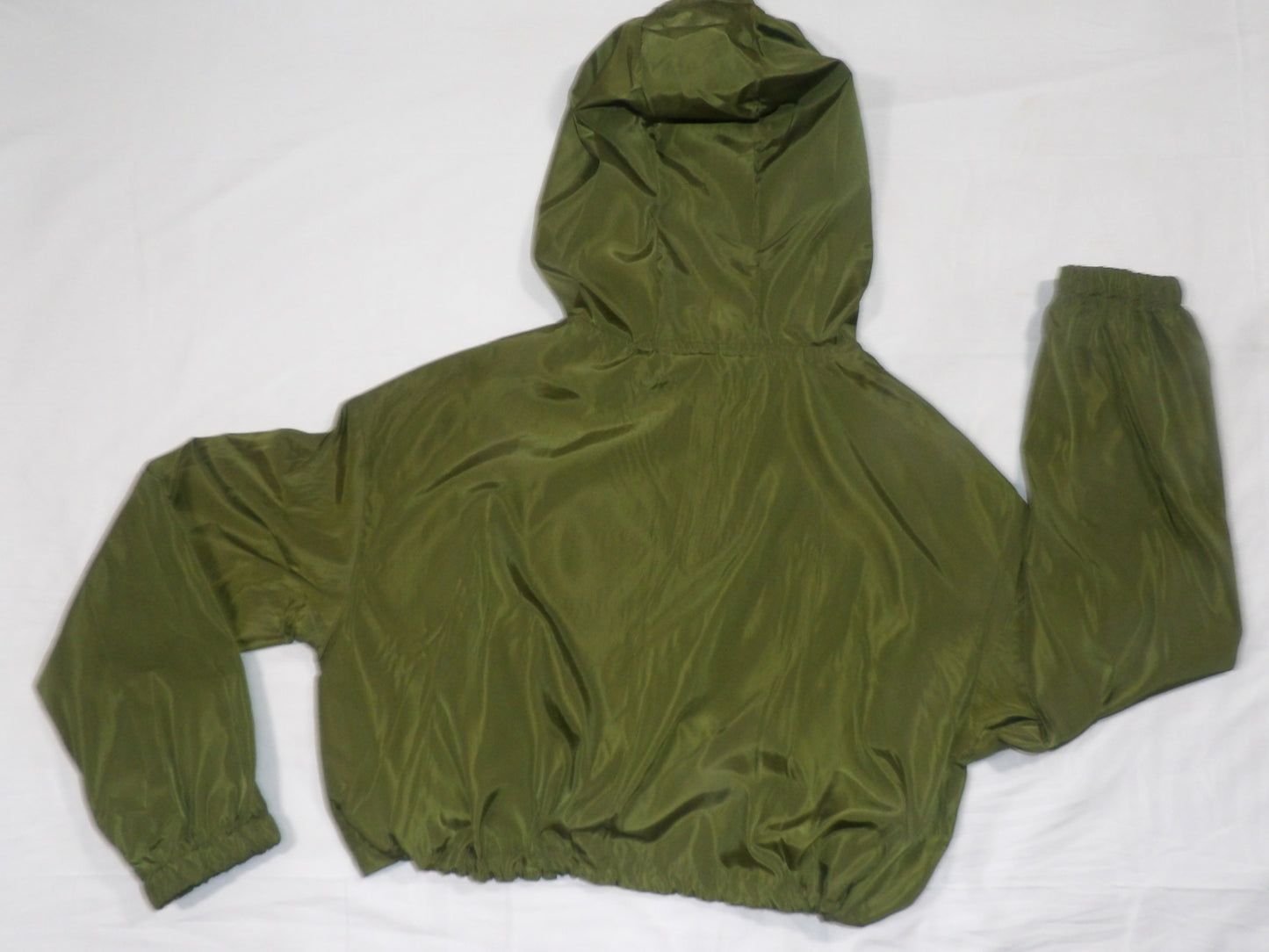 LOGO CROP GREEN HOOD JACKET